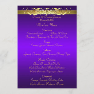 Menu roxo do casamento da grã-duquesa rolo