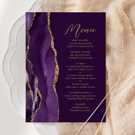 Menu Roxo Dourado Ágata Moderno Script Ameixa Casamento