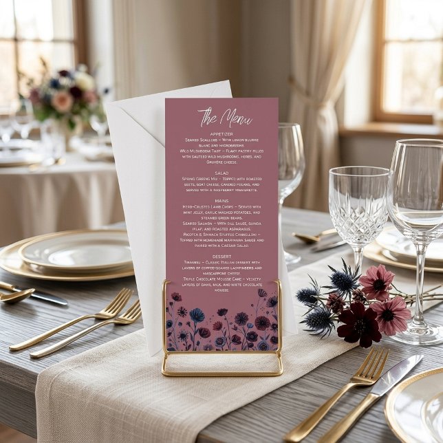 Menu Roxo e Azul Floral Temperamental (Criador carregado)