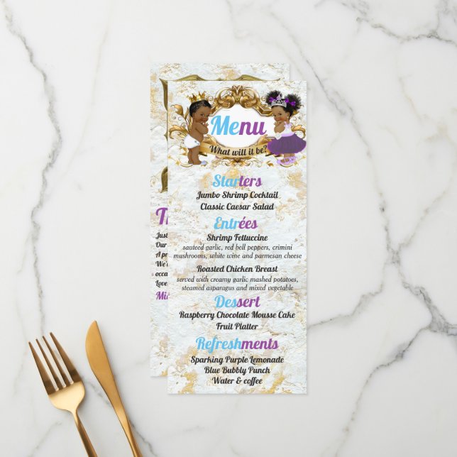 Menu Roxo Elegante | Blue African Gender Revement Photo (Frente/Verso In Situ)