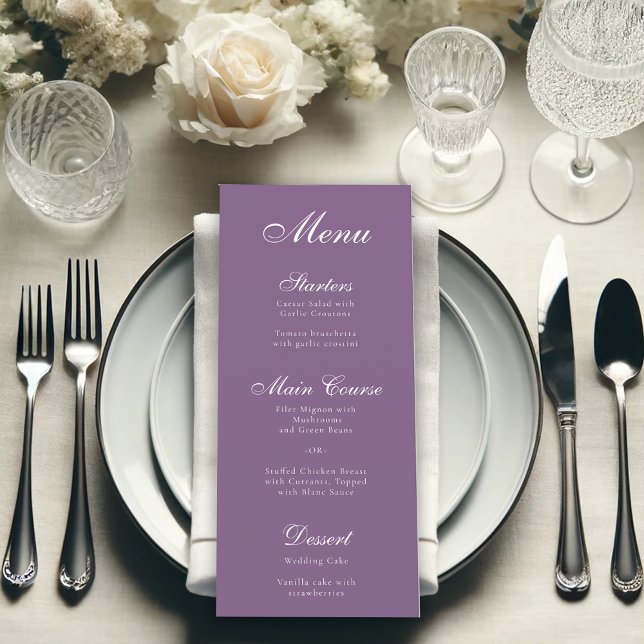 Menu Roxo Empolado Branco Escrito Caligrafia Simples (Criador carregado)