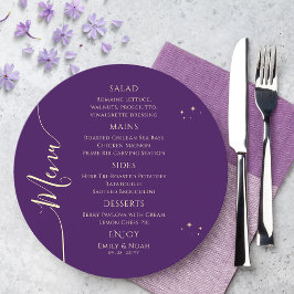 Menu Roxo Místico Dourado Sol Lua Solar Estende Casamen