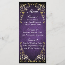 Menu Roxo Ornamental Rústico E Casamento Dourado
