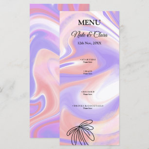 Menu Roxo rosa aguarela pintura à mão casamento persona