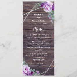 Menu Roxo Russo e Recepção de casamento Floral Prateada