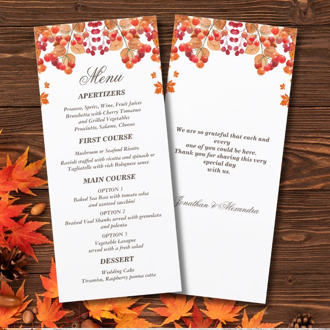Menu Rustic Autumn Casamento outono (Criador carregado)