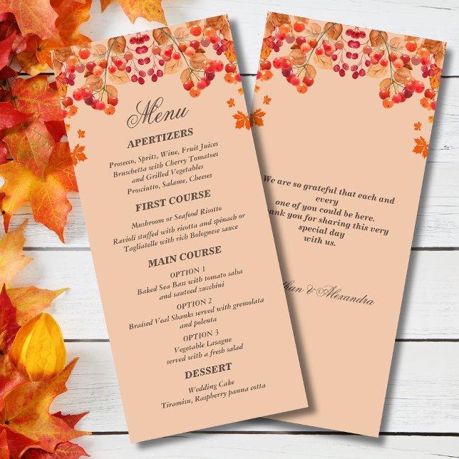 Menu Rustic Autumn Casamento outono (Criador carregado)
