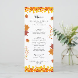 Menu Rustic Autumn Leaves Wedding