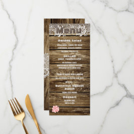 Menu Rustic Barn Wood & Lace Weding