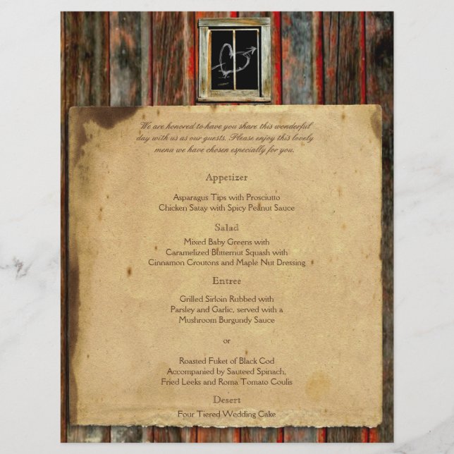 Menu Rustic Barn Wood Wedding (Frente)