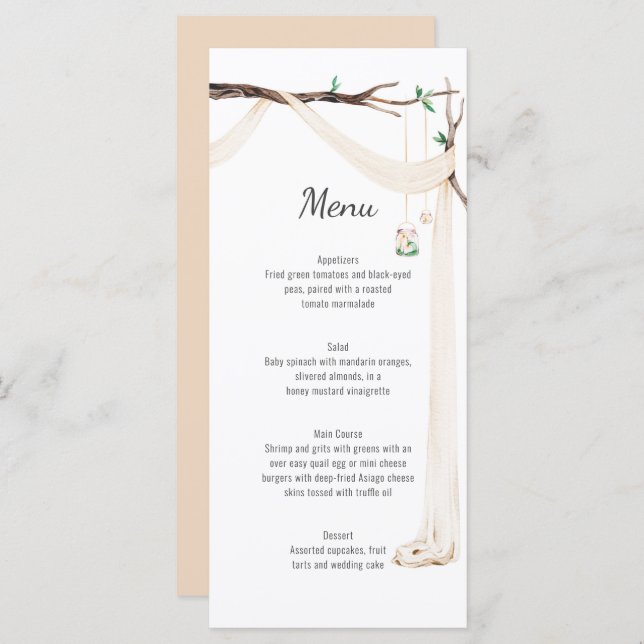 Menu Rustic Beige Drapper Raça Ramo Nuptura (Frente/Verso)