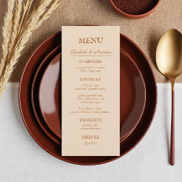 Menu Rustic Beige Terra Cotta Autumn WedMenu