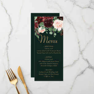 Menu Rustic Bloom Terracotta e Marsala Red Floral