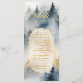 Menu Rustic Blue Pine Trees Forest Weding Menu