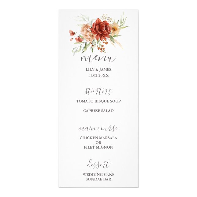 Menu Rustic Boho Floral Wedding (Frente)