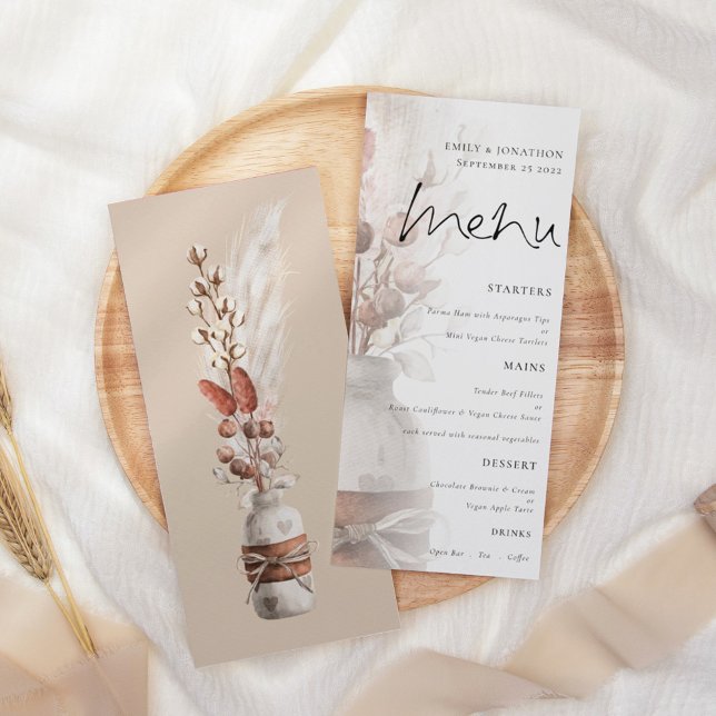 Menu Rustic Boho Pampas Grass Overlay (Criador carregado)
