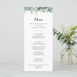 Menu Rustic Botanical Eucalyptus Greenery Wedding