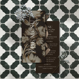 Menu Rustic Brown Botanical Pattern Wedding