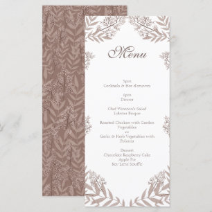 Menu Rustic Brown Wedding Vintage Botânico