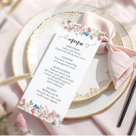 Menu Rustic Colorful Floral Wildflower Bridal Shower