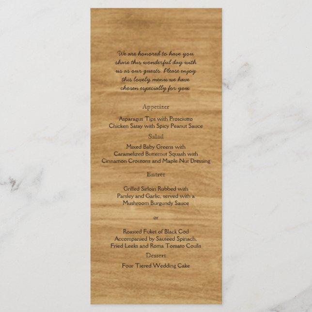 Menu Rustic Country Lily Watercolor Weding (Frente)