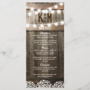Menu Rustic Country Wedding