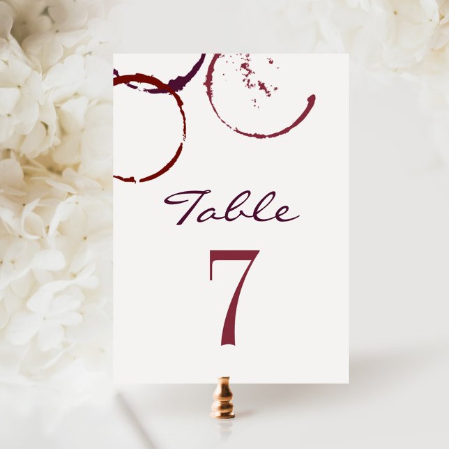 Menu Rustic Dark Red Wine Stain Table Number (Criador carregado)