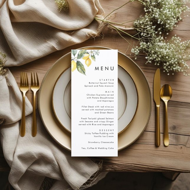 Menu Rustic Elegant Minimal Lemon Garden Wedding  (Criador carregado)