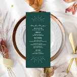 Menu Rustic Emerald Line Art<br><div class="desc">A arte da linha branca inspirou o texto "Menu" no topo,  com texto personalizado branco e fundo esmeraldo com realces de arte de linha no topo e no fim.</div>