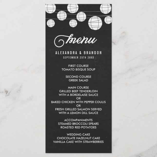 Menu Rustic Faux Chalkboard Hangning Lanterns (Frente)