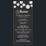 Menu Rustic Faux Chalkboard Hangning Lanterns<br><div class="desc">Cartão de menu russo com lanternas brancas sobre fundo falso do quadro. Este cartão de menu faz parte de uma suíte de casamento "Lanternas de Papel Enganador". Itens correspondentes e outras cores estão disponíveis.</div>
