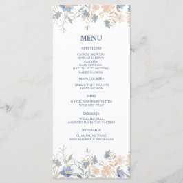 Menu Rustic Floral Boho Blue e Beige Wedding
