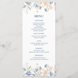 Menu Rustic Floral Boho Blue e Beige Wedding