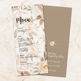 Menu Rustic Floral Wedding