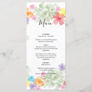 Menu Rustic Floral Wreath Wedding