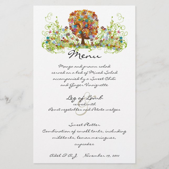 Menu Rustic Forest Wedding (Frente)