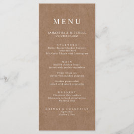 Menu Rustic Kraft Brown Simples
