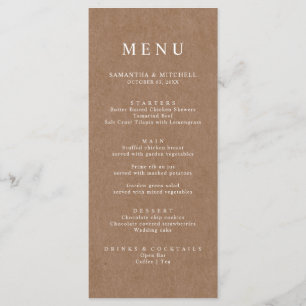 Menu Rustic Kraft Brown Simples