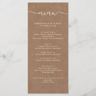 Menu Rustic Kraft Brown Simples