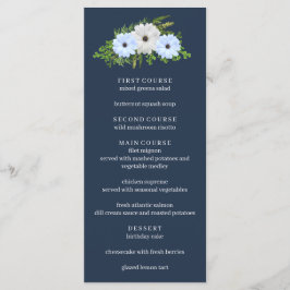 Menu Rustic Light Blue and White Floral Quinceañera