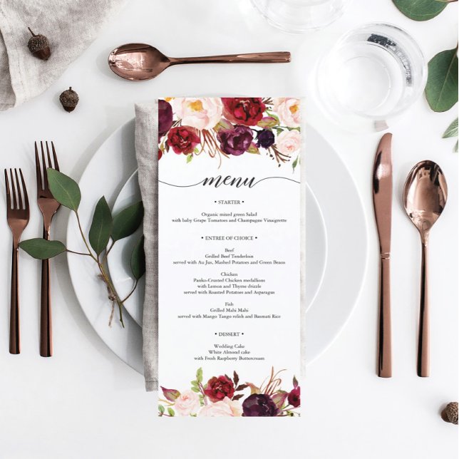 Menu Rustic Marsala Burgundy (Criador carregado)