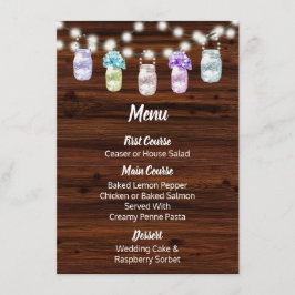 Menu Rustic Mason Jar With Lights WedMenu