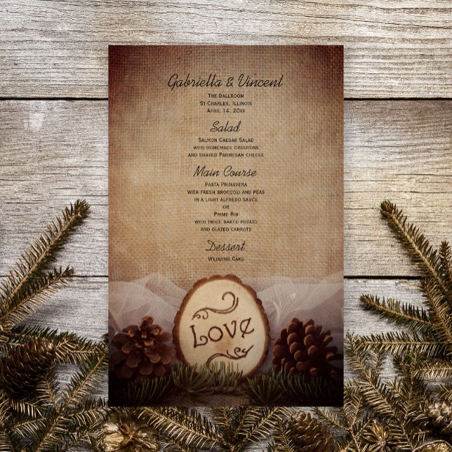 Menu Rustic Pines Woods Wedding (Criador carregado)