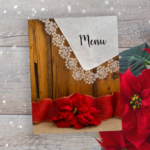 Menu Rustic Red Poinsettia Country Casamento no in