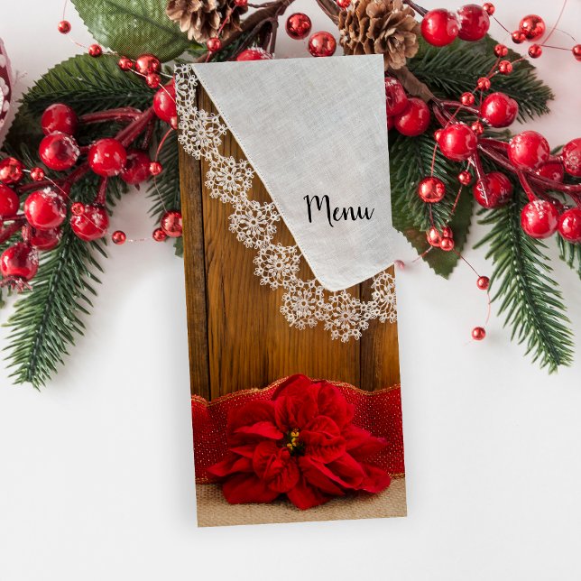 Menu Rustic Red Poinsettia Country Casamento no in (Criador carregado)