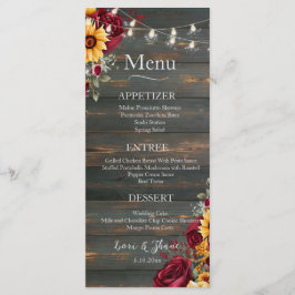 Menu Rustic Rosa and Aster Wedding