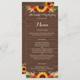 Menu Rustic Sunflower Terracotta Rosa Boho Weding