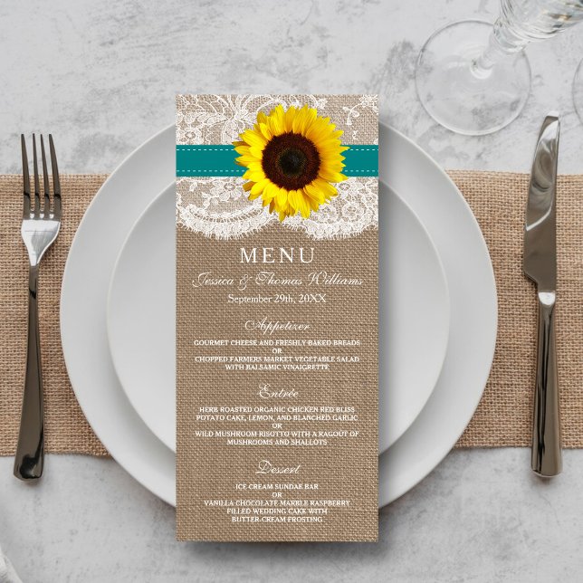 Menu Rustic Sunflower Weding (Criador carregado)