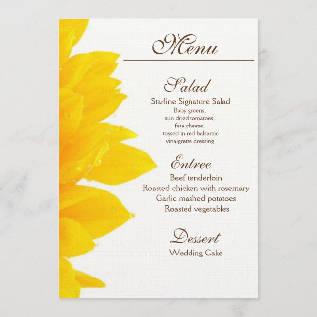 Menu Rustic Sunflower Weding (Frente)