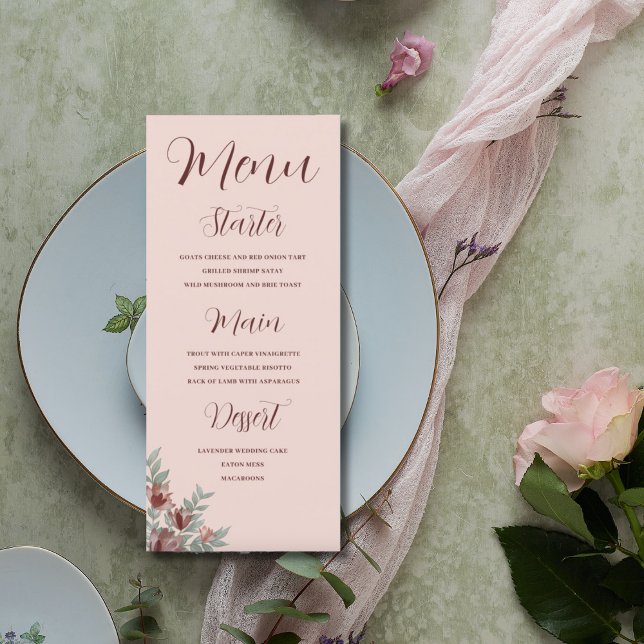 Menu Rustic Terracotta Floral Wedding (Criador carregado)